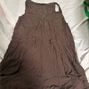 Brown Sleeveless romper with Zipper Detail